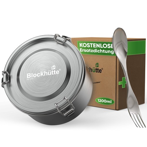 Blockhütte edelstahl brotdose - edelstahl,